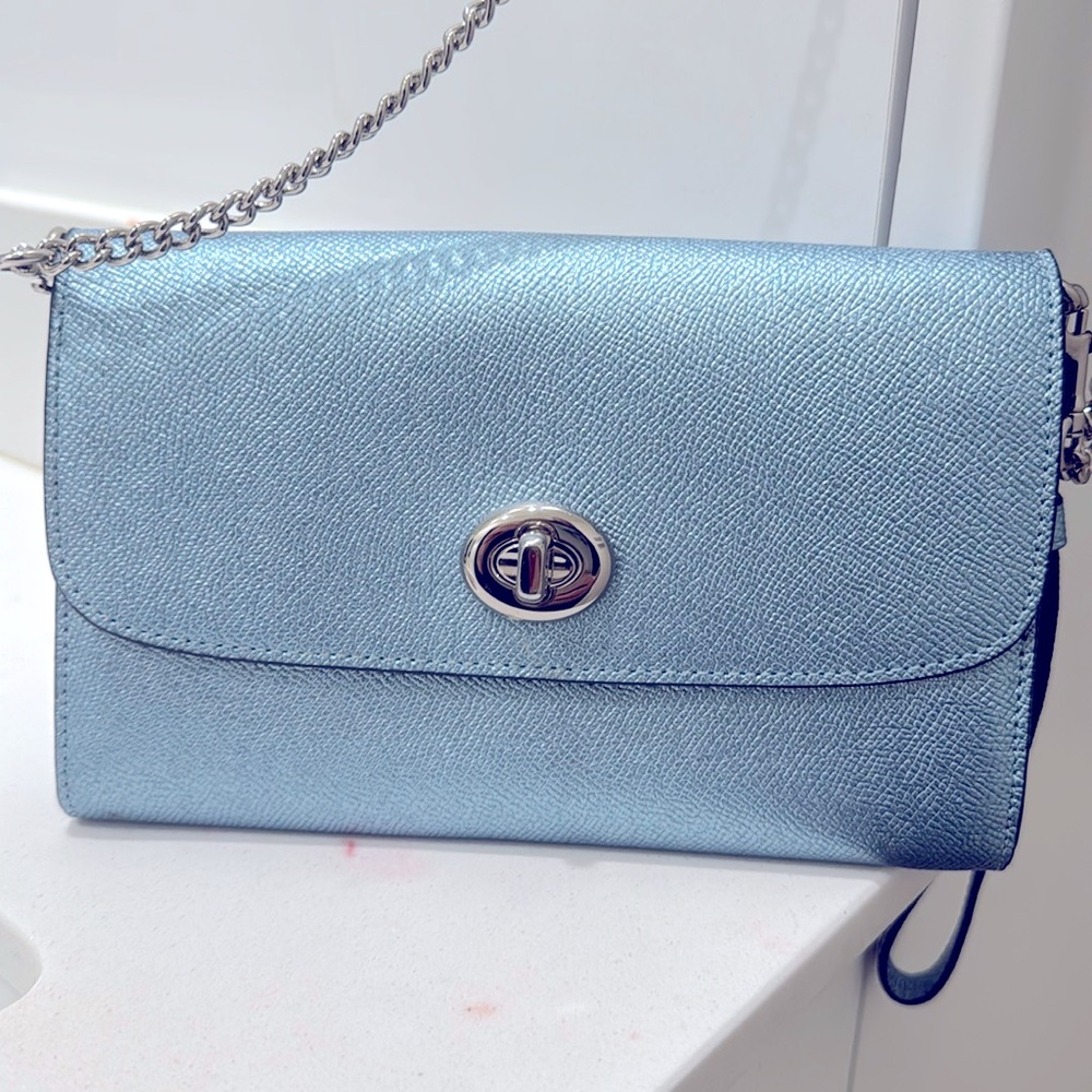 Coach Metallic Leather chain crossbody handbag
Coach
